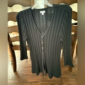 Croft & Barrow Women's Black Cable Knit Cardigan Officecore Casual